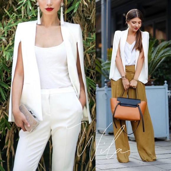 . Jackets & Blazers - White blazer cape open sleeve jacket business